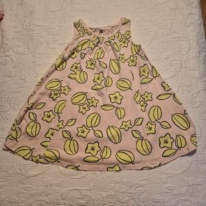 Tea Collection girls size 6 sleeveless pink & lime green dress VGUC